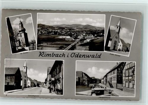 Rimbach 1957 Kirchen, Schloßgasse, Hauptstraße, gute Erhaltung AK