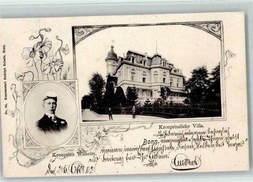 1902 Kronprinz Wilhelm als Student und Villa AK