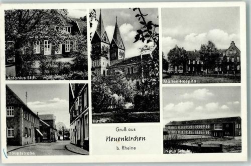 48485 W4445 Neuenkirchen , Kr Steinfurt - Antonius Stift Kirche Hauptstraße Marien-Hospital Neue Schule