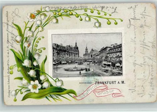 Frankfurt 1903 Rossmarkt Maiglöckchen Lithographie/Prägedruck
