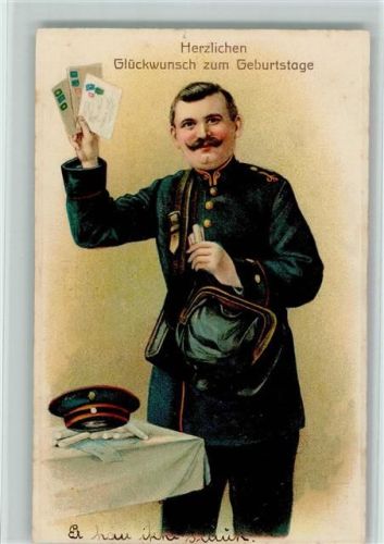 1912 Geburtstag - Postbote mit Briefen AK