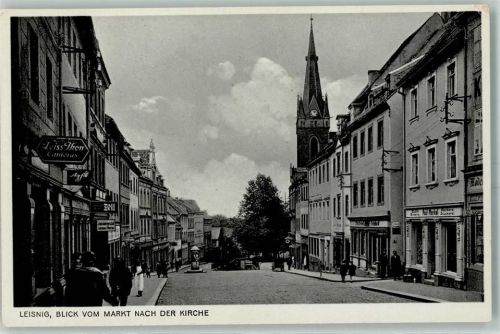 Leisnig Blick vom Markt nach der Kirche