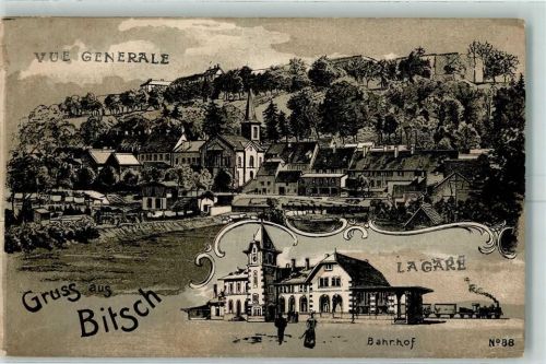 Bitche 1925 Gruss aus La Gare Bahnhof , Nr. 88 Verlag A. Levy Wörth