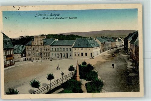 Zwönitz 1913 Markt mit Annaberger Straße
