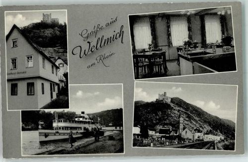 Wellmich Gasthaus zur Germania Rückseite mit Abschürfungen bzw Kleberesten