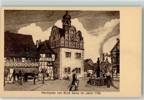 Gross Salze 1927 Marktplatz im Jahre 1756 700 Jahrfeier