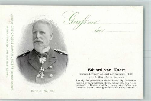 1900 Werbung Esser Seifenpulver Das Grosse Jahrhundert Serie R Nr. 602 - Admiral Eduard von Knorr