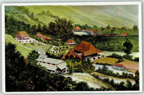 Rheinische Mission auf der Insel Nias Missionsstation Sifaoroasi mit Kirche Schule und Nebengebäuden