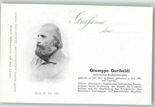 Das grosse Jahrhundert Werbung Essers Seifenpulver Serie N Nr. 447 Giuseppe Garibaldi