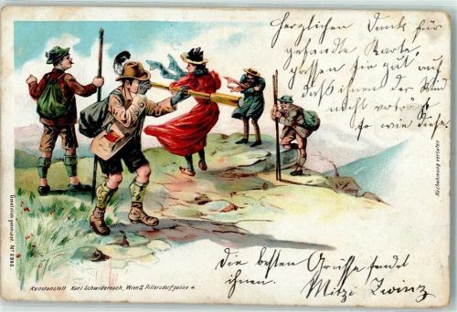 1898 Wandern Fernrohr AK