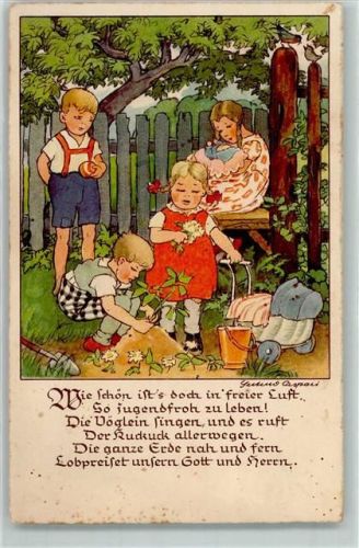 Kinder mit Puppen AK Caspari