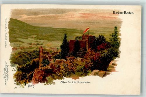 W7570 Baden-Baden Altes Schloss Hohenbaden Issel Lithographie