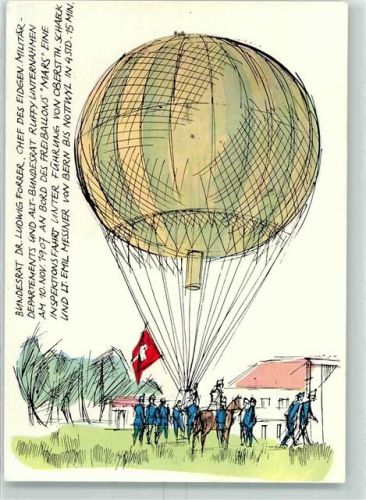 Zürich Bild: Militär Schweiz Oberst Schaeck Ballonführer Brevet Nr. 1 Fesselballonkompagnie - Kinderdorf Ballonpost Zürich-Schlieren HB BIN Helvetia