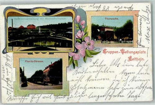 Zeithain 1904 Truppenübungsplatz Garnisionverwaltung mit Mannschaftspark Torwache Planitz Straße