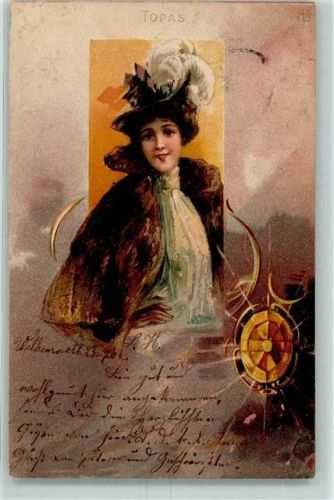 1902 Topas Frau Hutmode Jugendstil