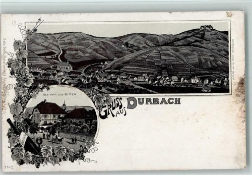 Durbach 1898 Gruss aus - Lithographie - Gasthaus zum Ritter