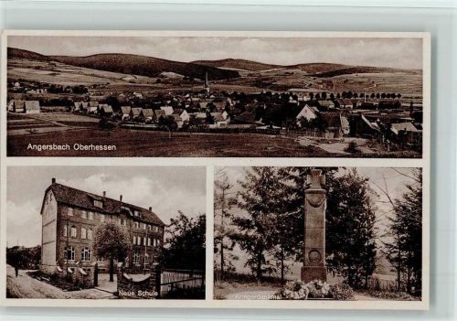 Angersbach Gesamtansicht Neue Schule Kriegerdenkmal 3-Bildaufnahme