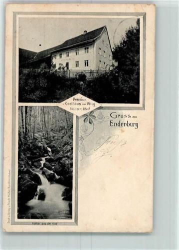 79585 W7853 Endenburg 1902 Gebrauchsspuren Pension Gasthaus Zum Pflug Bes J. Reif
