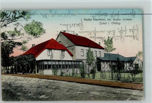 26340 W2932 Zetel 1914 Gebrauchsspuren Hotel Hemken AK