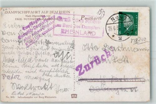 An Bord des Dampfers Rheinland 1931