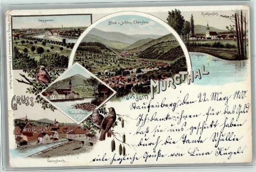 Gaggenau 1900 Gaggenau Blick von Schloss Eberstein Rothenfels Weisenbach Gernsbach Murgthal
