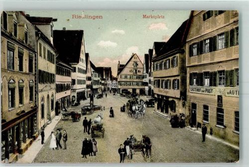 88499 W7940 Riedlingen , Württ Gebrauchsspuren Marktplatz Gasthaus Zur Post