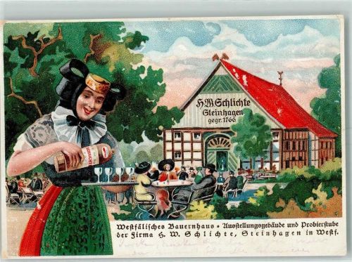 Steinhagen Westfälisches Bauernhaus Frau Tracht Firma Schlichte