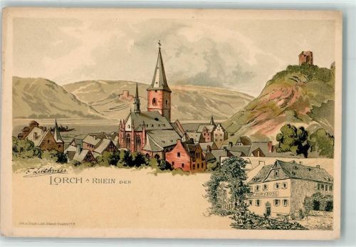 Lorch Gasthaus zur Krone Kirche sign.