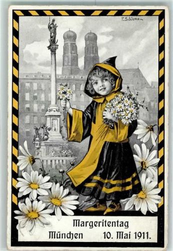 München 1911 Margeritentag 1911 sign. Schlemo Münchner Kindl AK