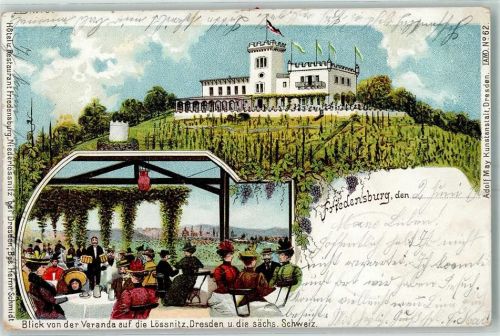 Kötzschenbroda 1900 Friedensburg Lithographie