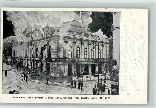 Basel Feuerwehrleute Feuer Stadtheater 1904