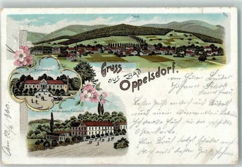 Bad Oppelsdorf Lithographie Carola-Bad Restauration