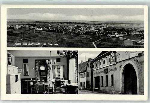 Kallstadt Cafe-Weinstube Fruth Gastraum Fernseher Kachelofen
