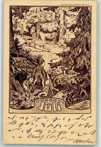 1911 Werbung Kupferberg Gold Monats AK Juli - Hängematte AK