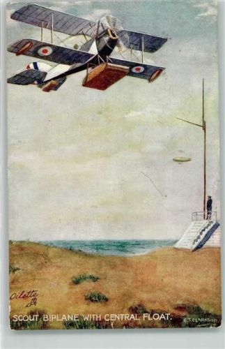 Scout Biplane with Central Float AK sign Oilette