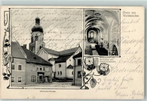 Waldmünchen 1906 Stadtpfarrkirche Mittelschiff Hochaltar