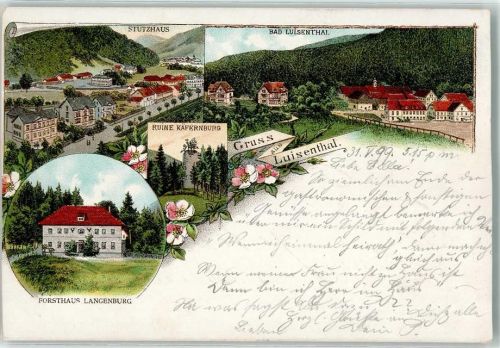 Luisenthal 1899 Stutzhaus Bad Luisental Forsthaus Langenburg Bahnpost Gotha- Grafenroda Zg. 547 Lithographie