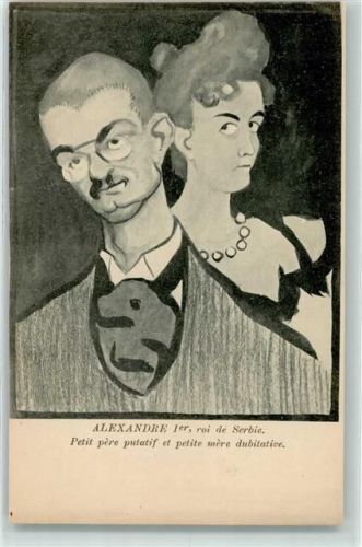 1903 Alexandre König von Serbien Karikatur