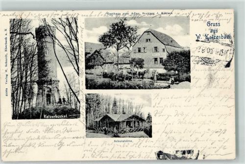 Strümpfelbrunn 1907 Katzenbuckel Gasthaus zum Adler Schutzhütte Katzenbach Aussichtsturm