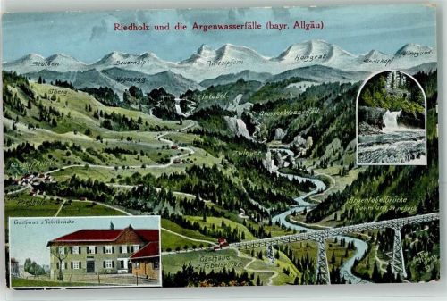 88167 W8999 Riedholz , Allgäu - Gasthaus z. Tobelbrücke Argentobelbrücke E. Felle Isny