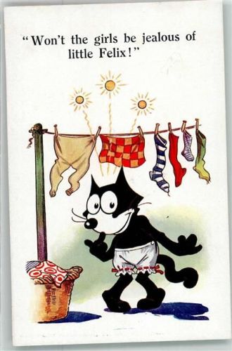 sign. Sullivan, Pat Die Katze Felix klaut Unterwäsche von der Leine Won't the girls be jealous of little Felix! 5026