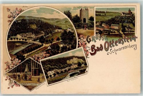 Schwarzenberg Bad Ottenstein Fürstenbrunnen Aussichtsturm Litho Leim löst sich