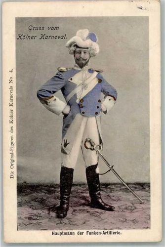 Köln, unsortiert 1904 Kölner Karneval Hauptmann der Blauen-Funken-Artillerie Serie Orginal Figuren des Kölner Karnevals