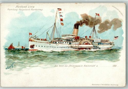 Helgoland 1900 Nordsee Linie Am Bord Prinzessin Heinrich Seebäderschiff