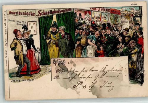 Volksfest Schnellfotografie Fotograf Verlag Bruno Bürger u. Ottillie Nr. 899 Jahrmarkt 1899 Lithographie / Künstlerkarte