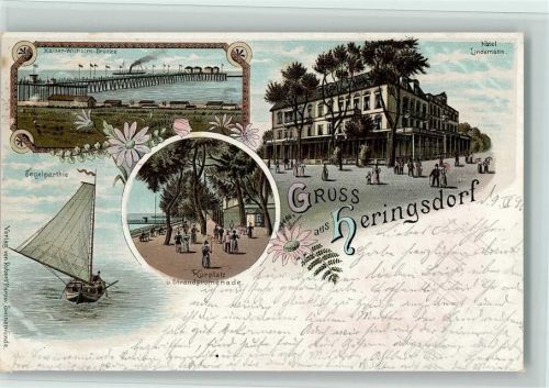 Seebad Heringsdorf 1896 Gruss aus - Hotel Lindemann, Kaiser Wilhelm Brücke, gute Erhaltung AK