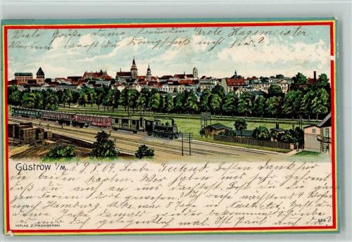 Güstrow 1900 Gruss aus - Litho, Eisenbahn AK