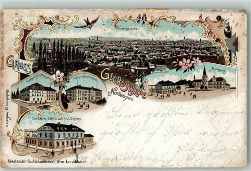 Georgswalde 1899 Gasthof Zum Stadtgericht Volks- und Bürgerschule Marktplatz Konditorei Cafe Weinhaus d. Kunert