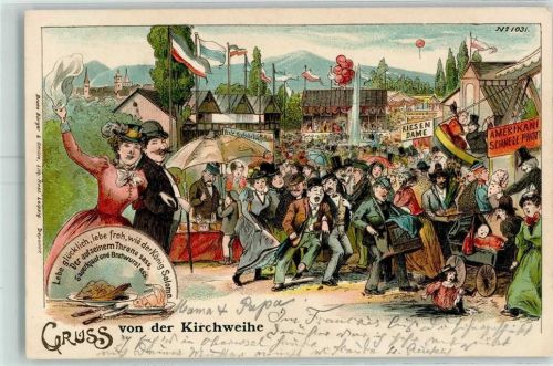 Gruss aus Kirchweihe Drehorgel Verlag Bruno Bürger u. Ottillie Nr. 1031 AK