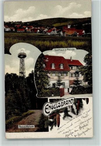 75331 W7543 Engelsbrand 1913 - Aussichtsturm, Gasthaus zum Rössle